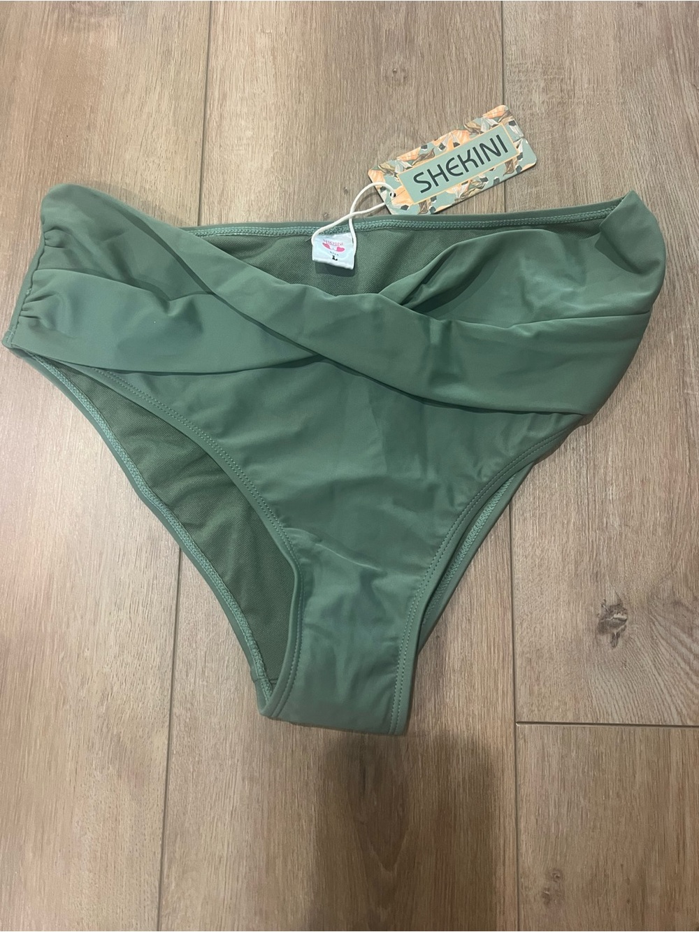 SHEKINI Olive Green High-Waist Bikini Bottom Women’s Large NWT